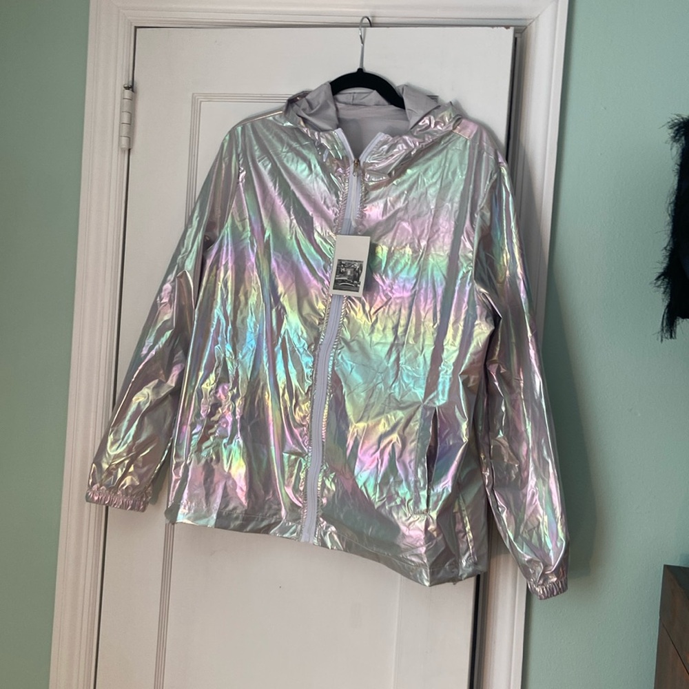 Iridescent Rain Jacket w/ Hood- Size M/L